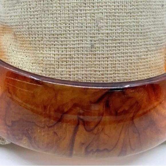 BAKELITE Vintage 1940s Translucent RootBeer Marbled Colored Oval Bangle Bracelet - Picture 4 of 6